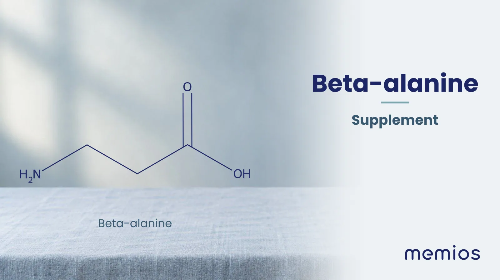 Chemical structure of Beta-alanine, drawn in navy on pale linen.