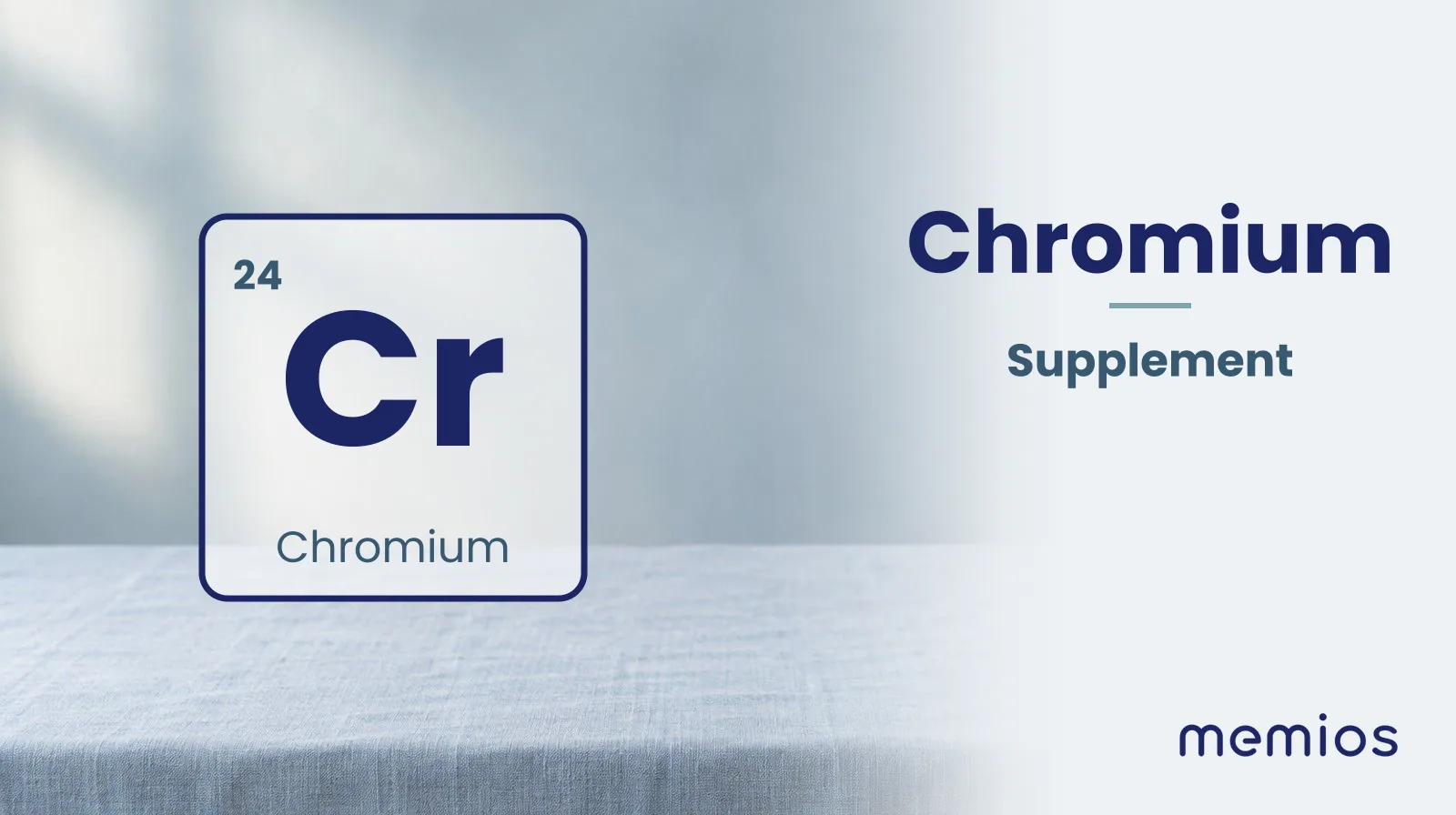 The chemical symbol Cr for Chromium, drawn on pale linen.