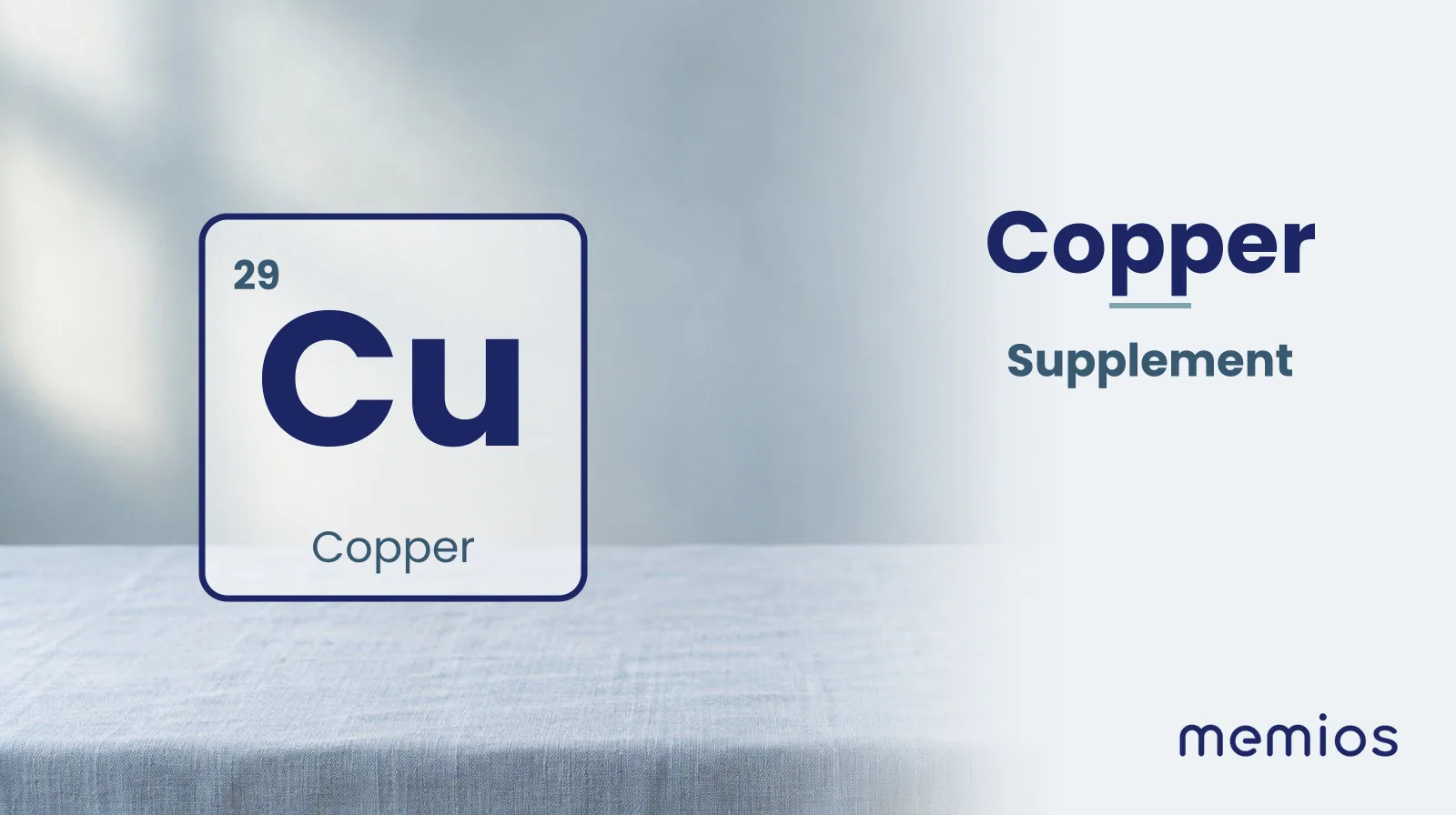 The chemical symbol Cu for Copper, drawn on pale linen.