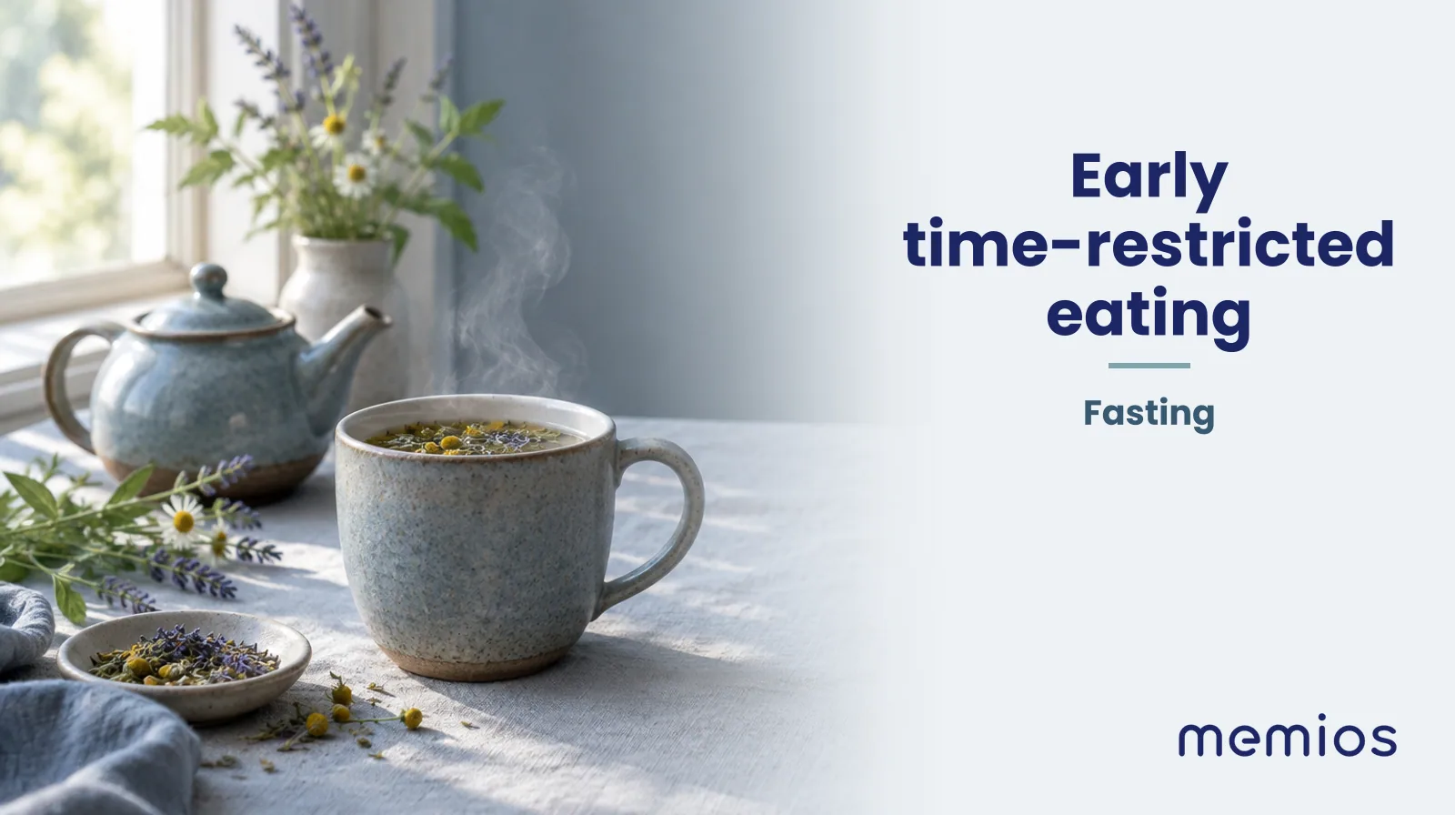 Photograph for Early time-restricted eating: a calm table with an empty plate and a glass of water in morning light.