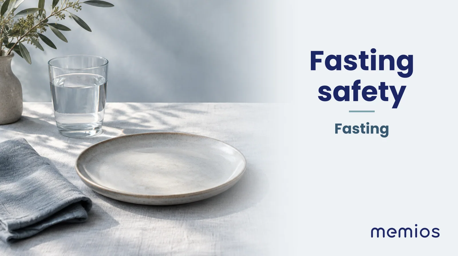 Photograph for Fasting safety: a calm table with an empty plate and a glass of water in morning light.