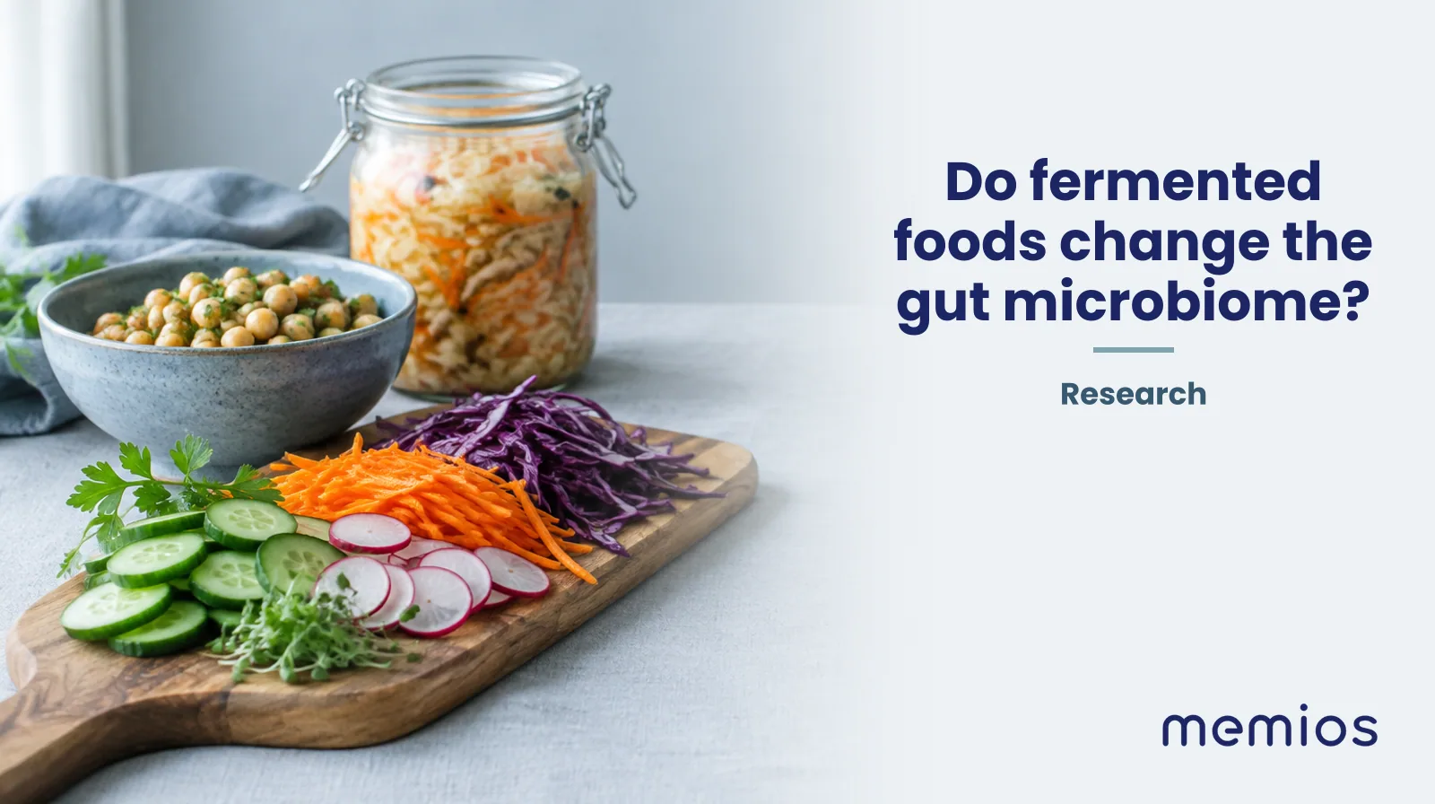 Photograph for Do fermented foods change the gut microbiome?: whole foods on pale linen.