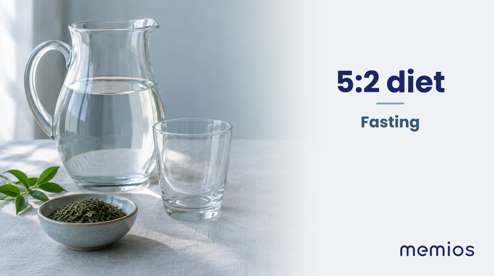 Photograph for 5:2 diet: a calm table with an empty plate and a glass of water in morning light.