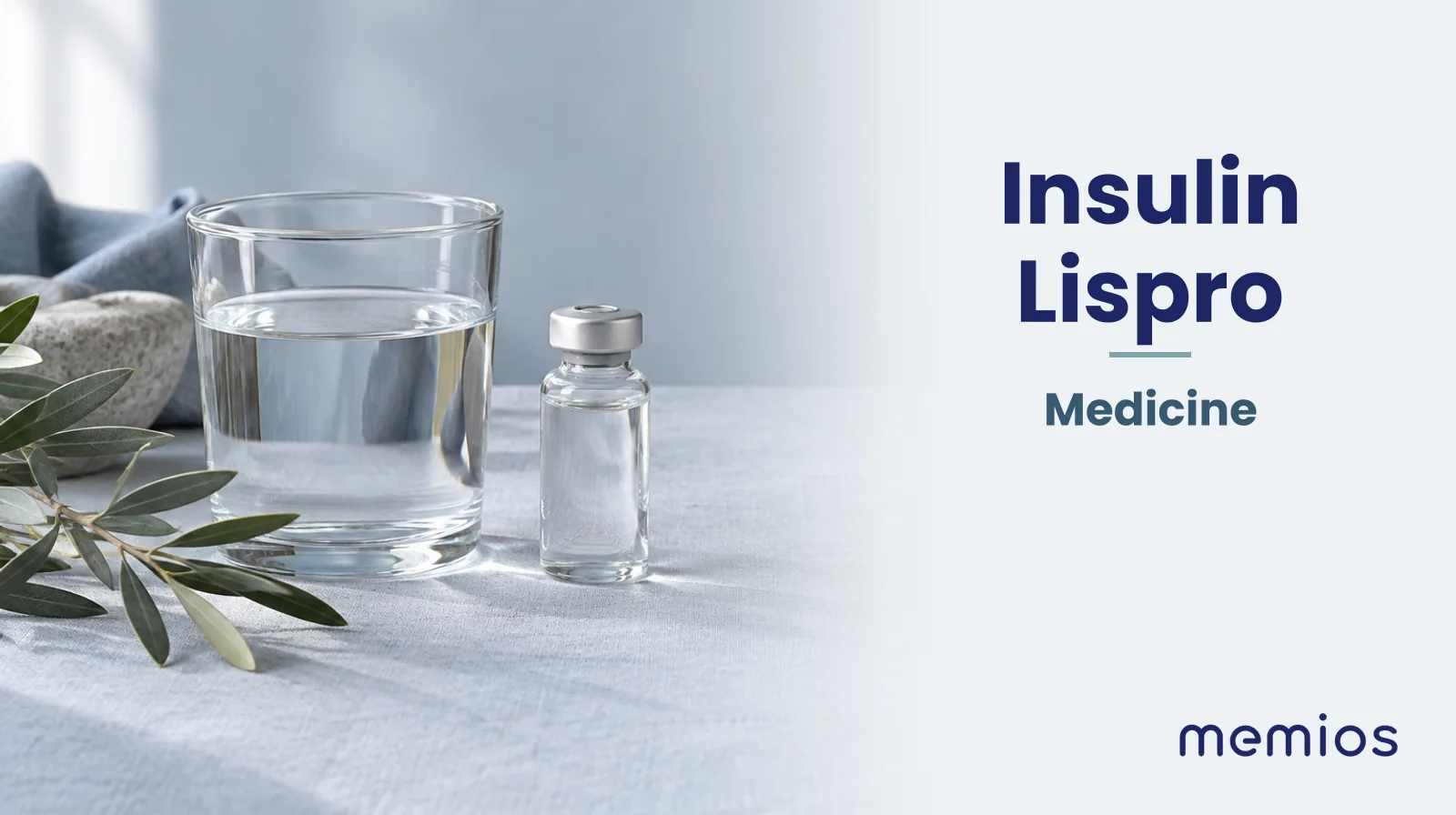 Photograph for Insulin Lispro: plain unmarked tablets in a dish beside a glass of water on pale linen.