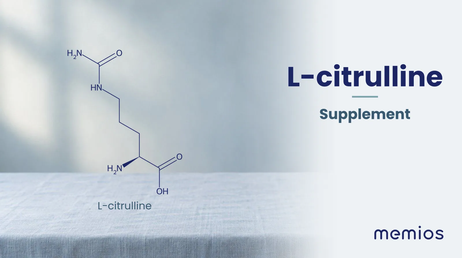 Chemical structure of L-citrulline, drawn in navy on pale linen.