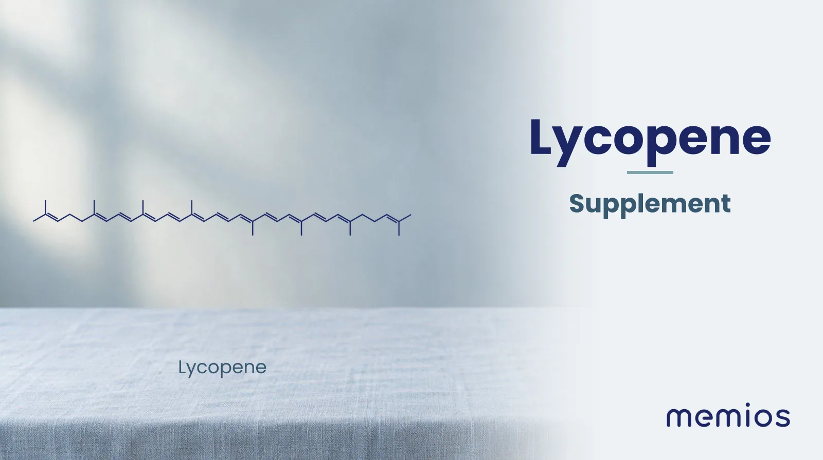 Chemical structure of Lycopene, drawn in navy on pale linen.