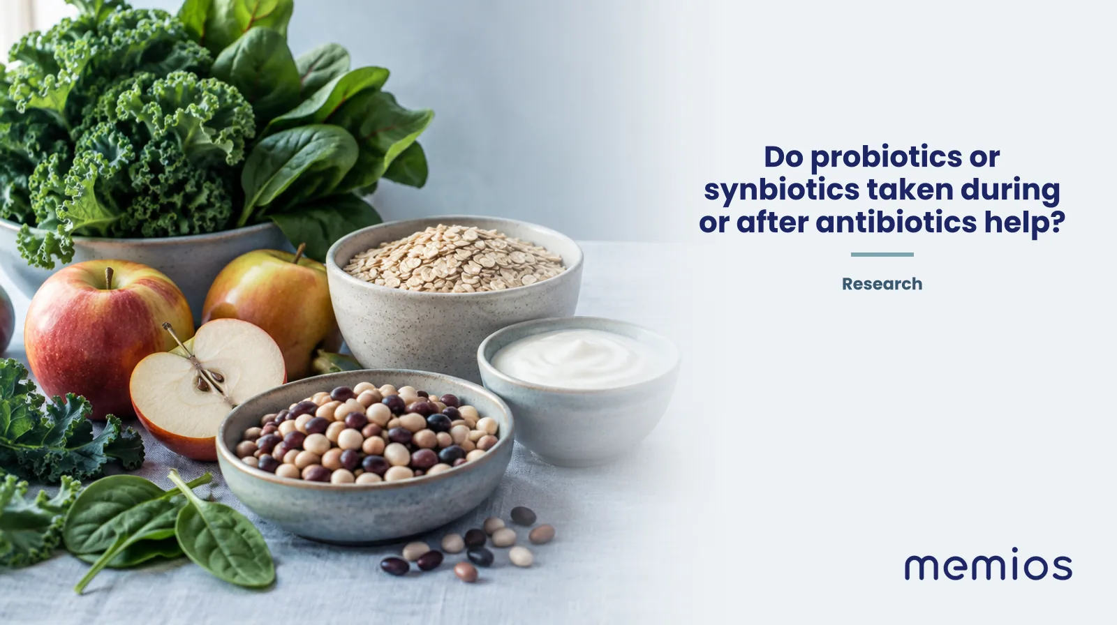 Photograph for Do probiotics or synbiotics taken during or after antibiotics help?: whole foods on pale linen.