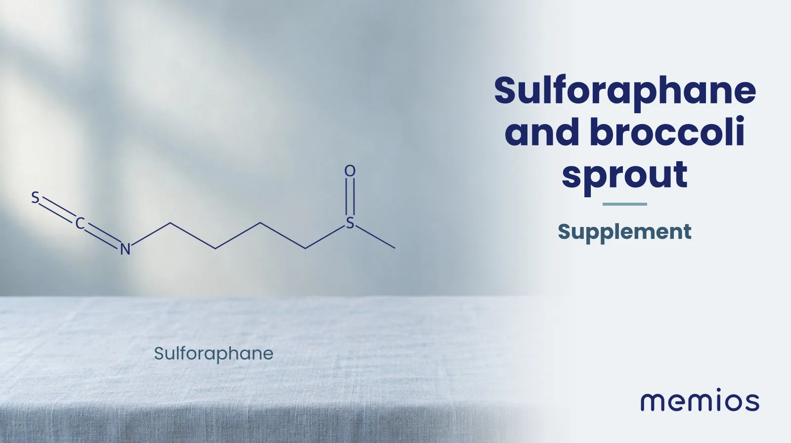 Chemical structure of Sulforaphane, drawn in navy on pale linen.