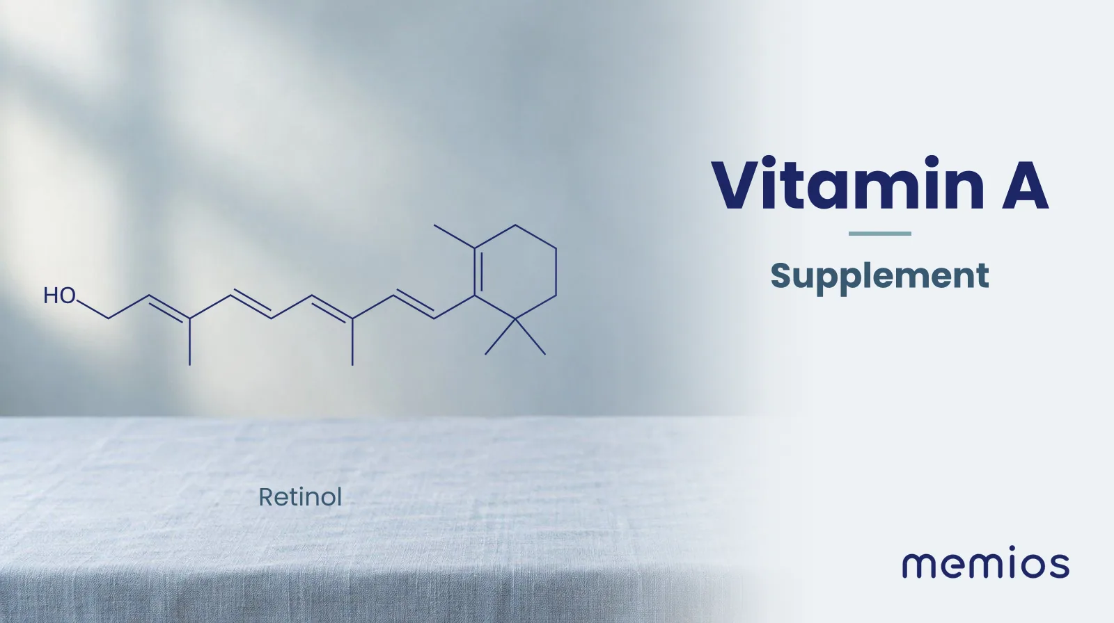 Chemical structure of Retinol, drawn in navy on pale linen.